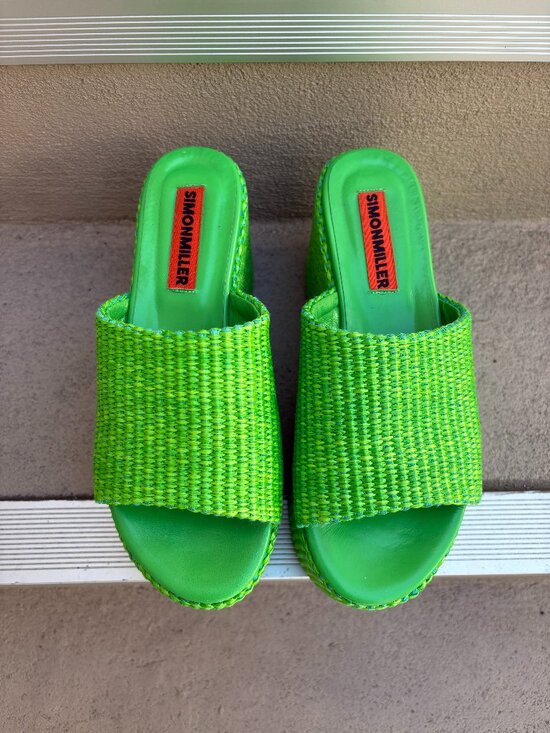 Simon Miller Shoes - Simon Miller Green Woven Platform